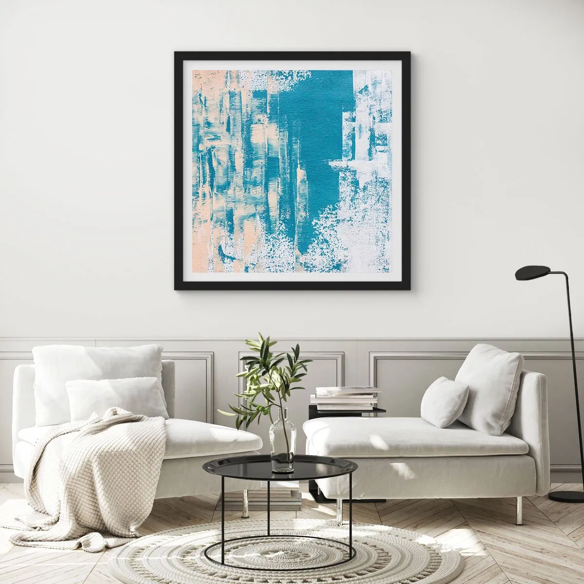 Póster en marco negro - A través de un carámbano - 50x50 cm