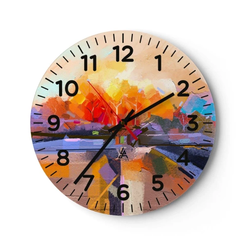 Reloj de pared - Reloj de vidrio - Llegó el otoño - 30x30 cm