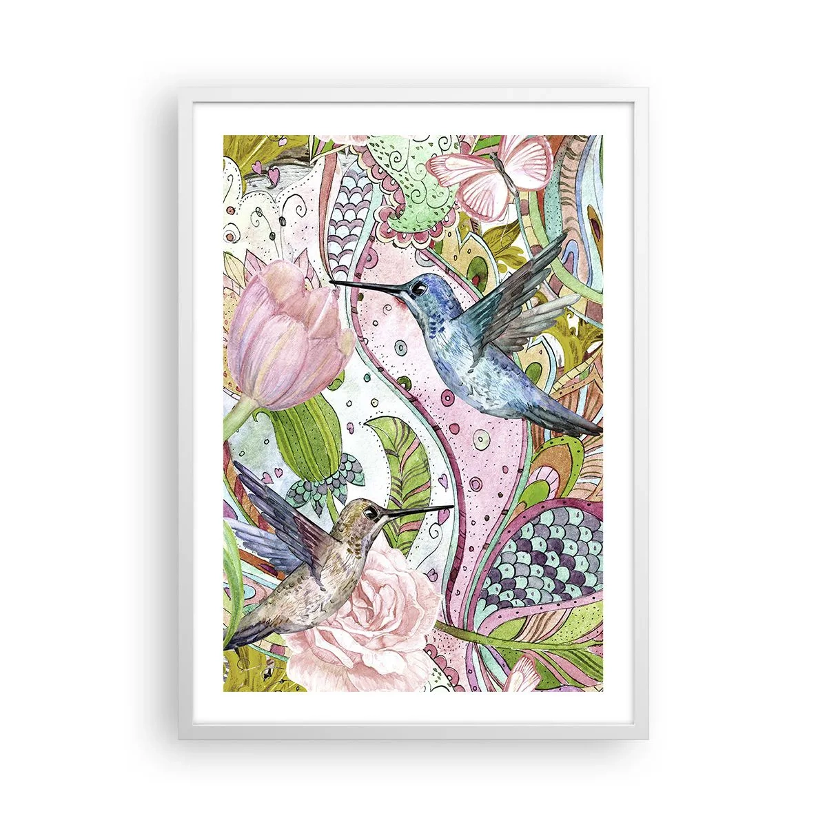 Póster en marco blanco - Enredado en las vides - 50x70 cm