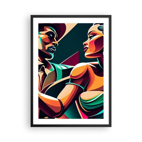 Póster en marco negro - Ilustración colorida de una pareja bailando tango en estilo pop art. - 50x70cm - Al ritmo del corazón - Decoración de pared moderna para salón y dormitorio ARTTOR