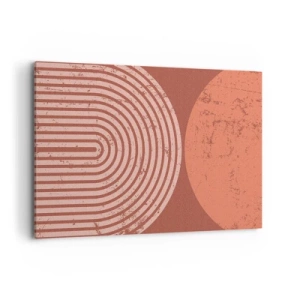 Cuadro sobre lienzo - Impresión de Imagen - Patrones geométricos en tonos terracota sobre un fondo vintage. - 120x80cm - Estrecha relación - Decoración de pared moderna para salón y dormitorio ARTTOR