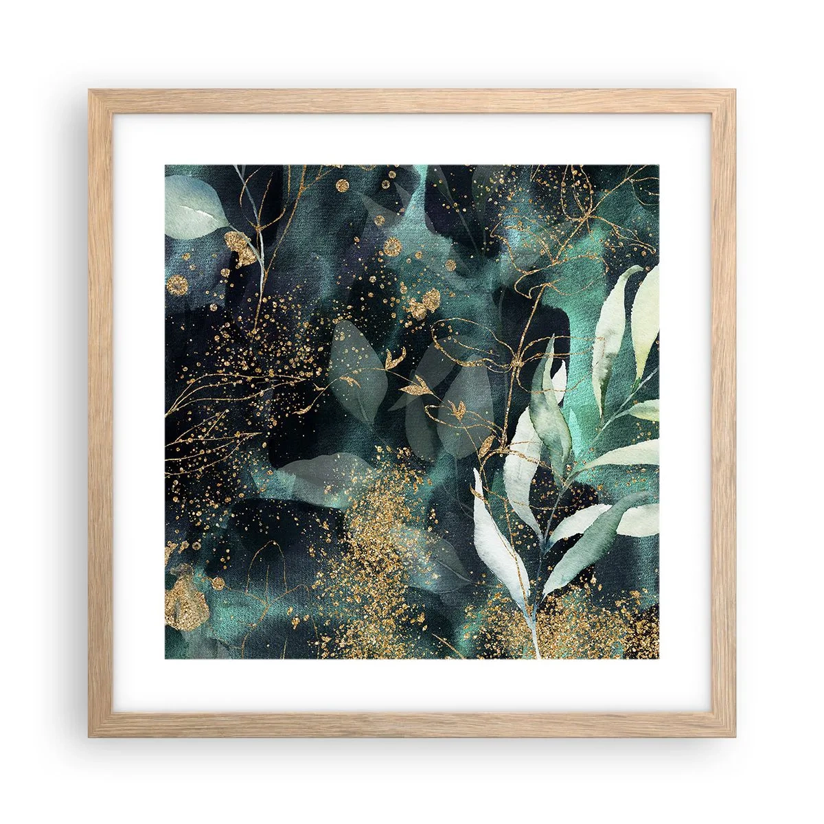 Póster en marco roble claro - Jardín encantado - 40x40 cm