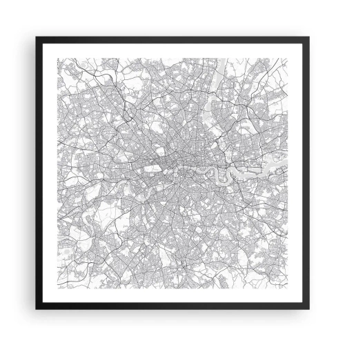 Póster en marco negro - Un mapa del laberinto de Londres - 60x60 cm