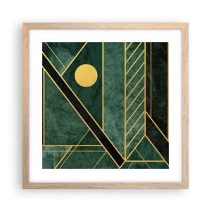 Póster en marco roble claro - La dinámica del oro y el azul - 40x40 cm