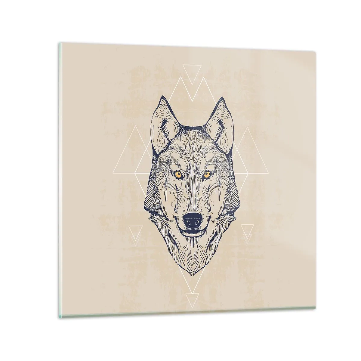 Cuadro sobre vidrio - Impresiones sobre Vidrio - La mirada del lobo alfa - 40x40 cm