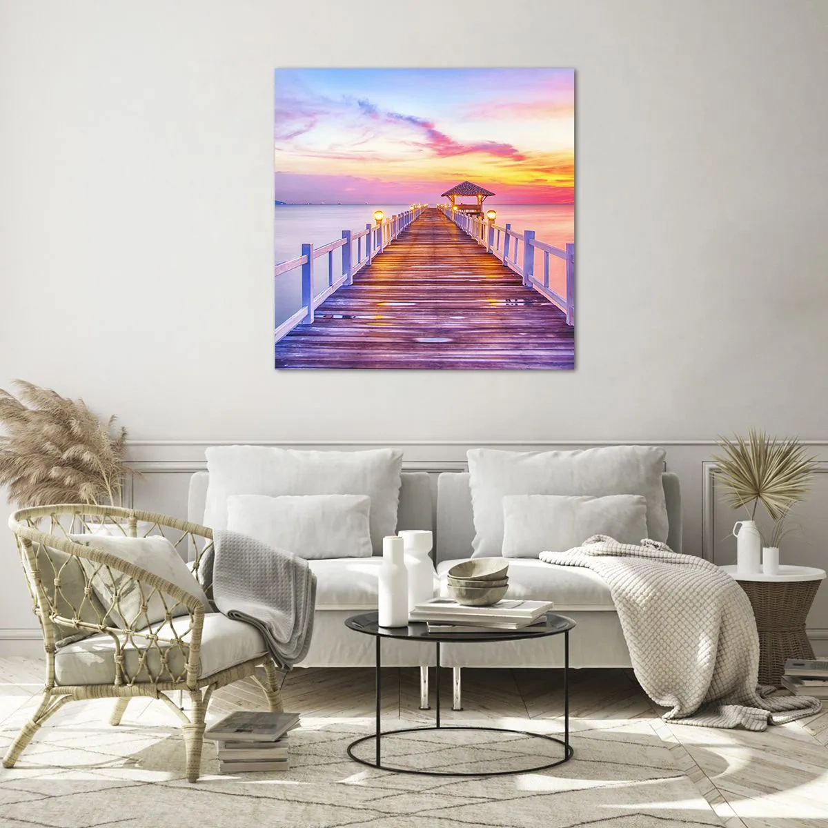 Cuadro sobre vidrio - Impresiones sobre Vidrio - El silencio lila-dorado de la tarde - 40x40 cm