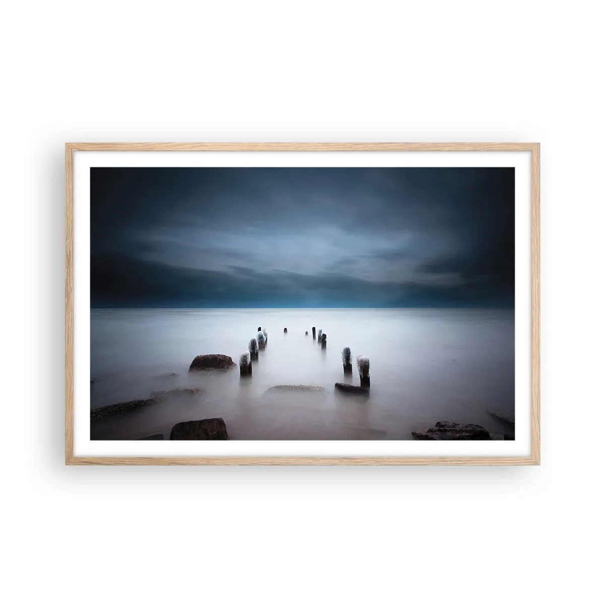 Póster en marco roble claro - El lago del pensamiento - 91x61 cm