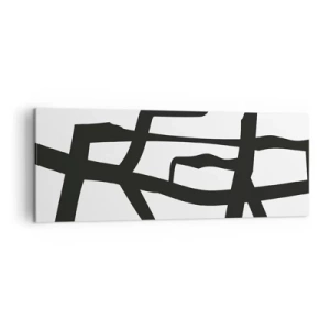 Cuadro sobre lienzo - Impresión de Imagen - Patrón minimalista en blanco y negro con líneas geométricas. - 140x50cm - Construcción en blanco y negro - Decoración de pared moderna para salón y dormitorio ARTTOR