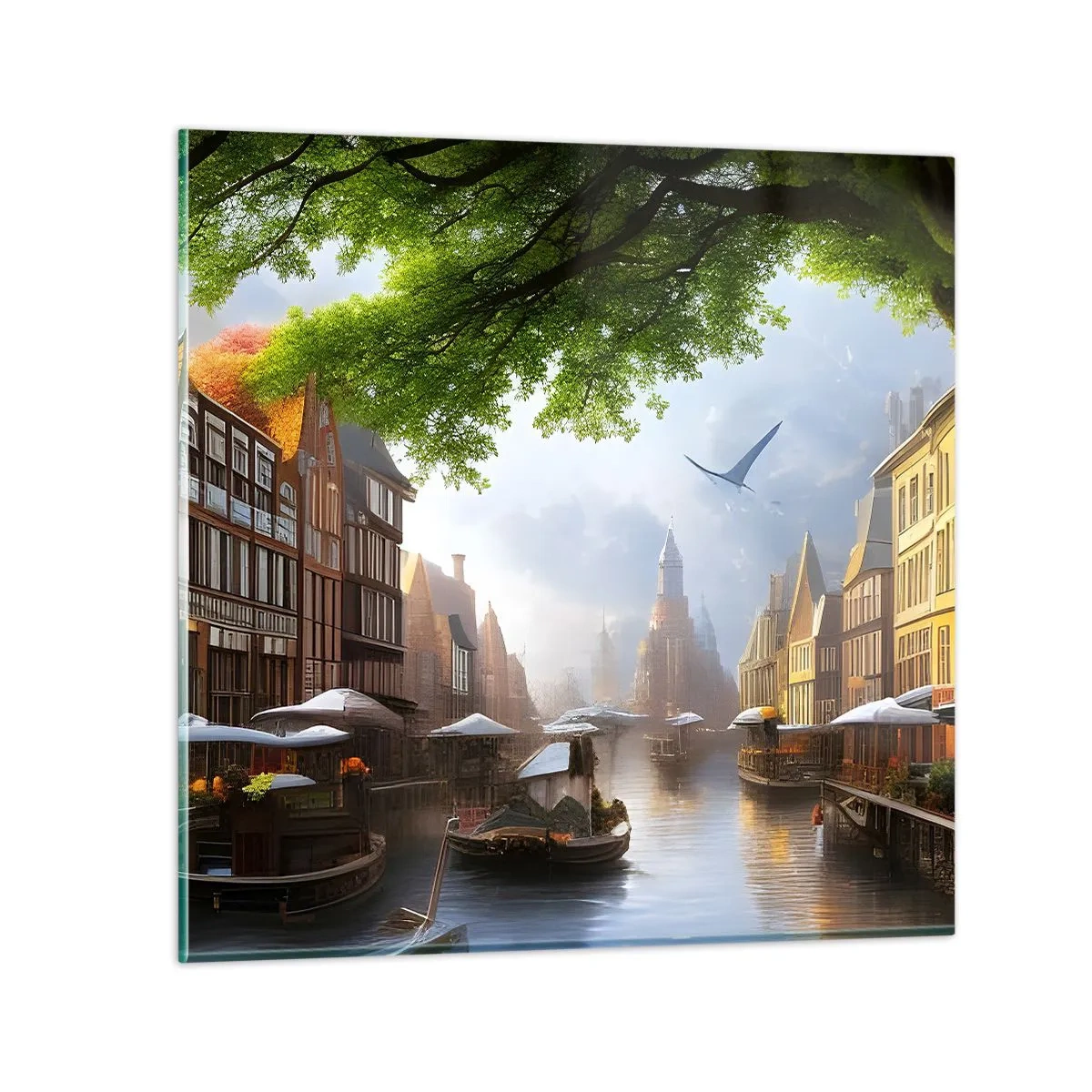 Cuadro sobre vidrio - Impresiones sobre Vidrio - Paisaje urbano holandés - 30x30 cm