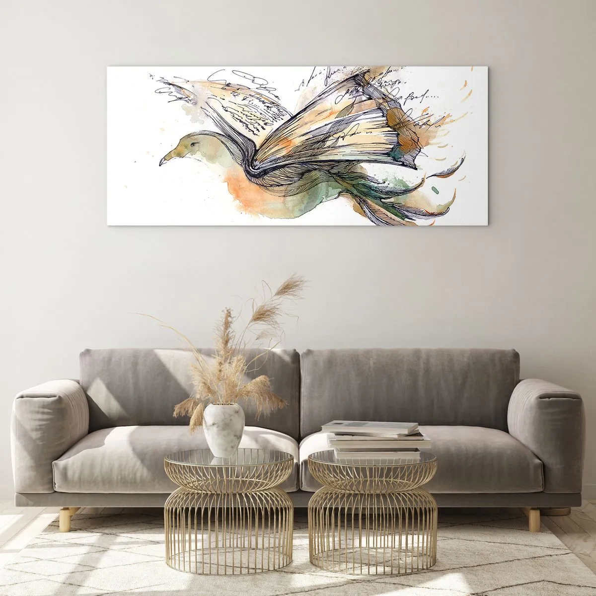 Cuadro sobre vidrio - Impresiones sobre Vidrio - En las alas de la poesía - 90x30 cm