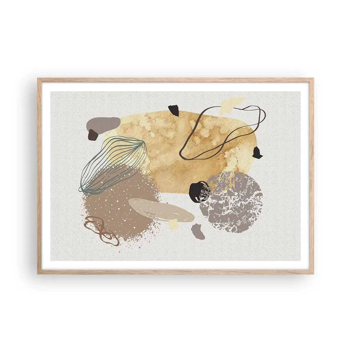 Póster en marco roble claro - Plumología aplicada - 100x70 cm