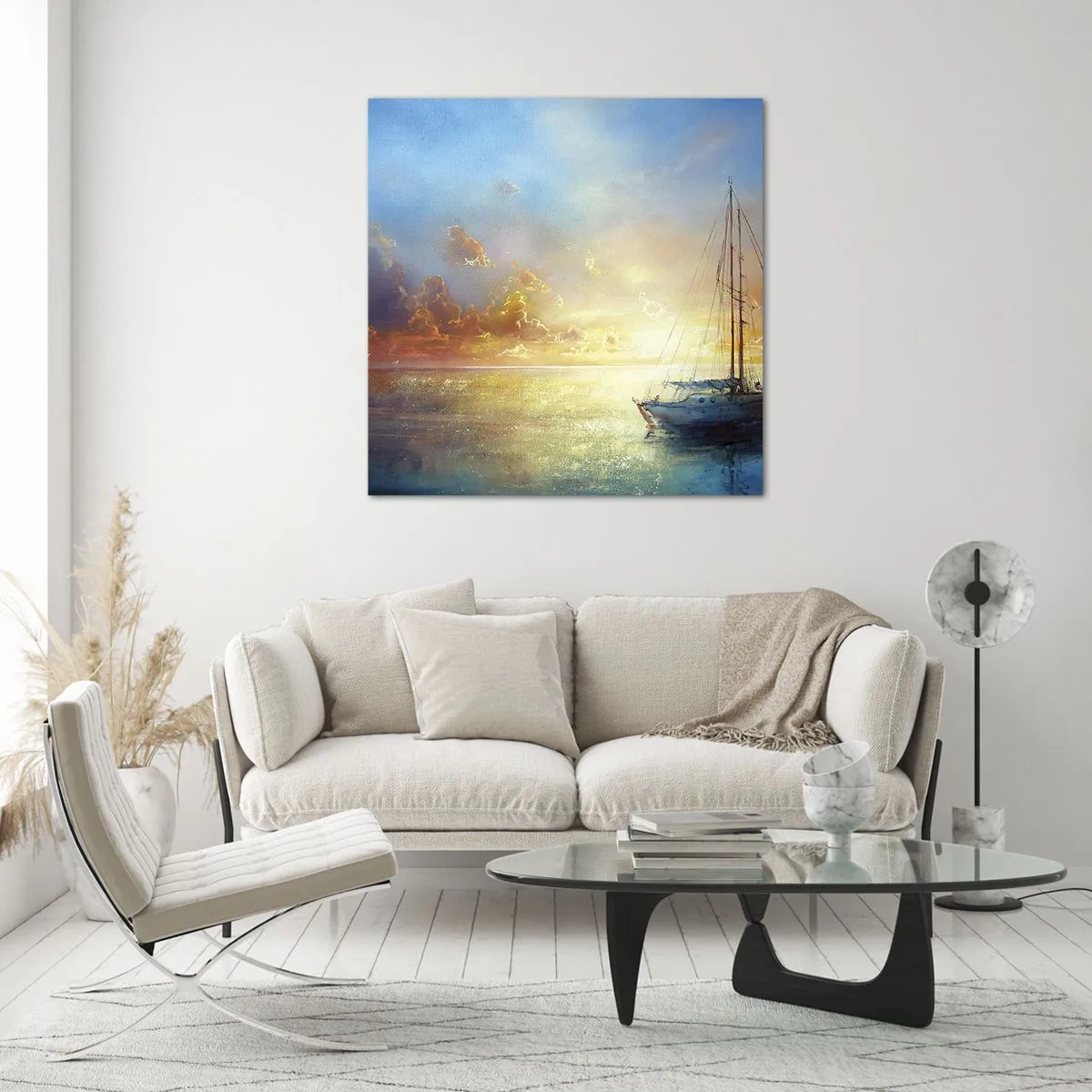 Cuadro sobre vidrio - Impresiones sobre Vidrio - En una bahía dorada - 60x60 cm