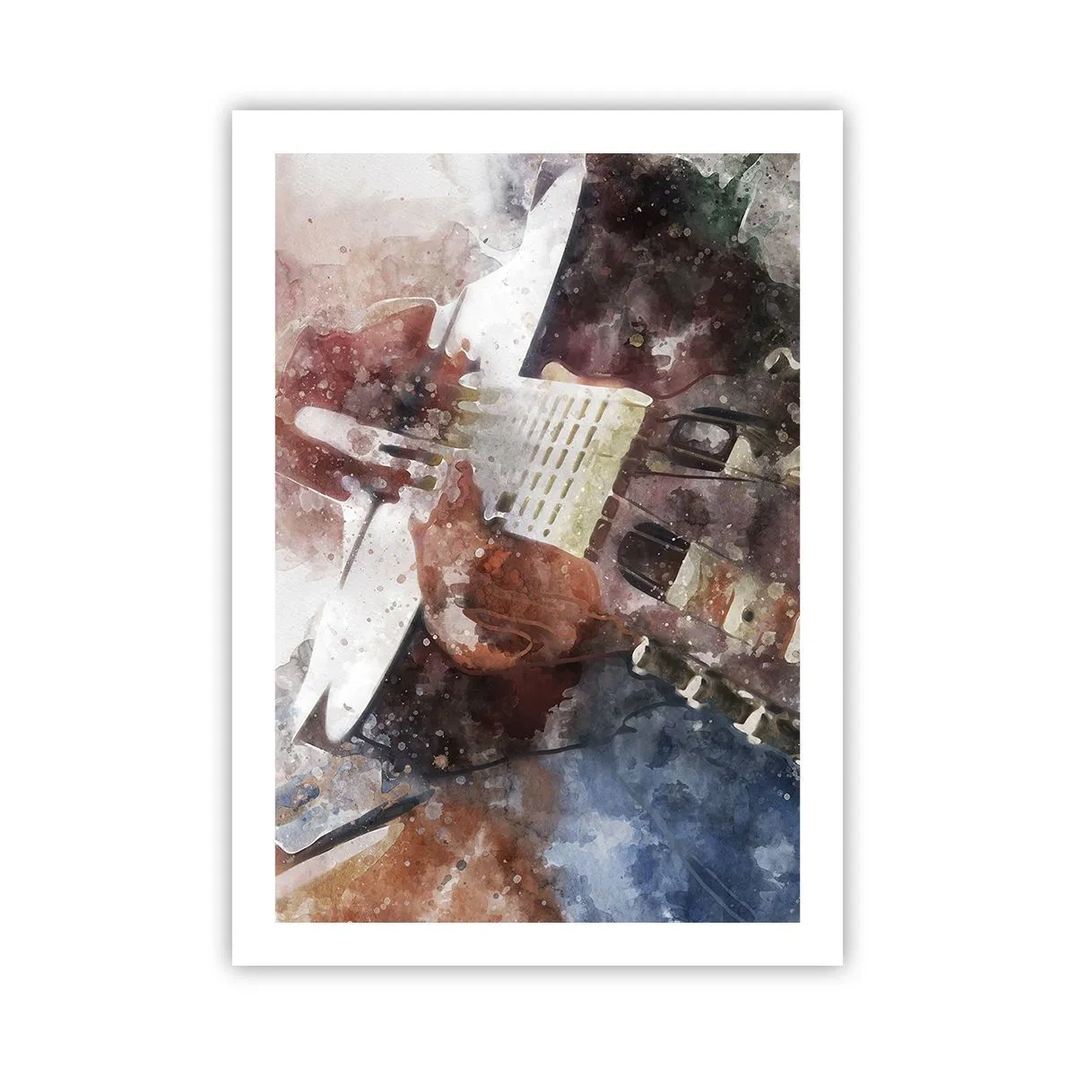 Póster - Representación artística de una guitarra en estilo acuarela. - 50x70cm - ¿Y qué opinas? - Decoración de pared moderna para salón y dormitorio ARTTOR