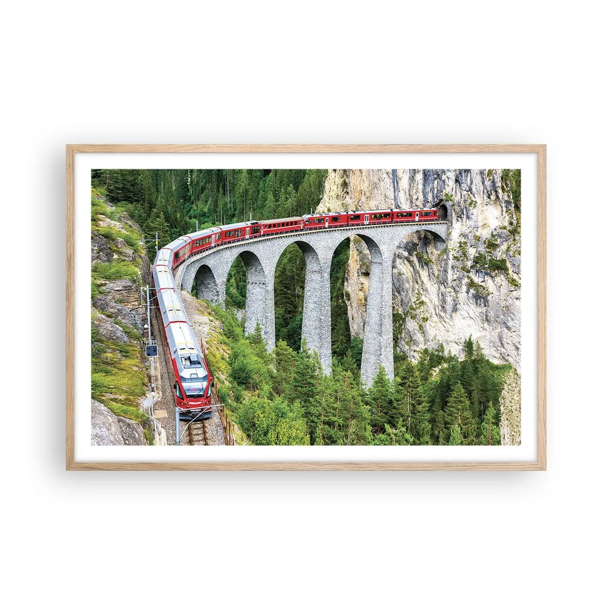 Póster en marco roble claro - Atravesando las montañas - 91x61 cm