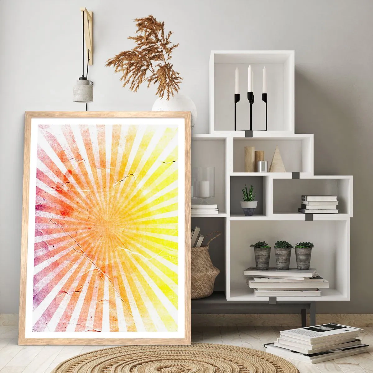 Póster en marco roble claro - Renacer del sol - 50x70 cm