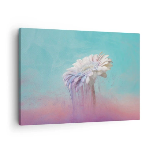 Cuadro sobre lienzo - Impresión de Imagen - Gerbera pastel con efecto difuminado - 70x50cm - El inframundo de las flores - Decoración de pared moderna para salón y dormitorio ARTTOR