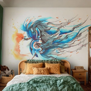 Fotomural Premium Canvas - Que suene la música - Abstracción, Mujer, Música - 500x350 cm