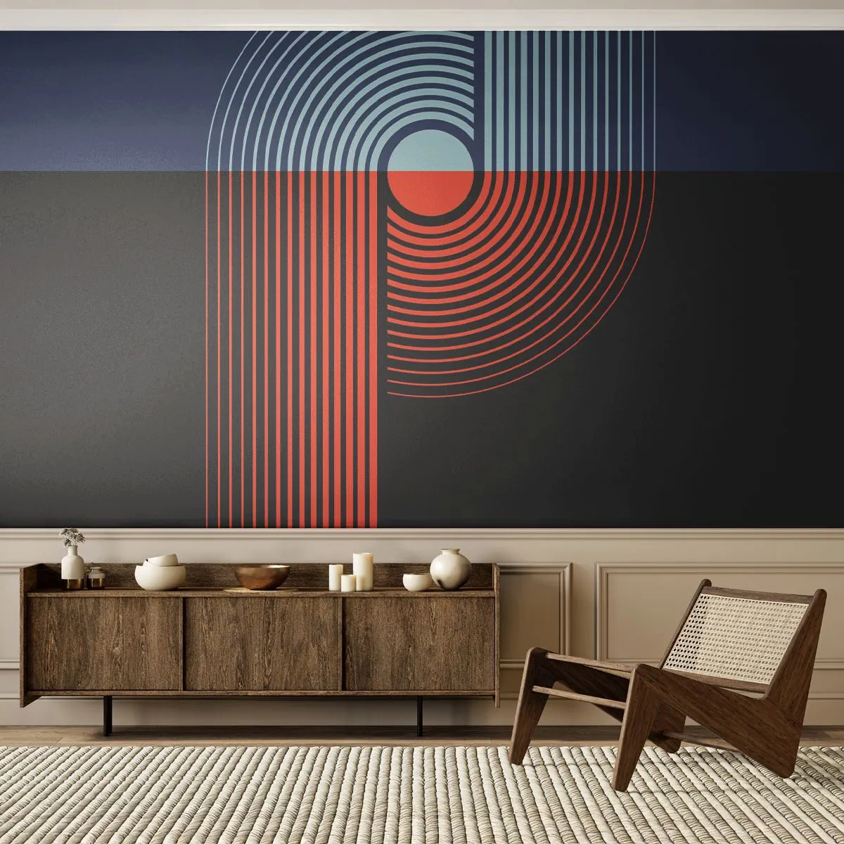 Fotomural Standard Eco - En un abrazo geométrico - Abstracción, Gráficos, Arte lineal - 500x350 cm