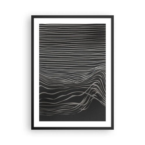 Póster en marco negro - Composición abstracta con líneas sobre fondo negro. - 50x70cm - Ritmo y acento - Decoración de pared moderna para salón y dormitorio ARTTOR