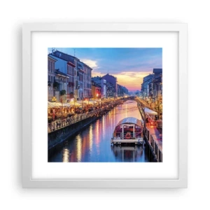 Póster en marco blanco - Una noche de luz y diversión - 30x30 cm