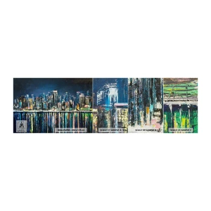 Muestra de fotomural Premium Canvas - Una cascada de luces - Ciudad, Arquitectura, Río - 100x30 cm