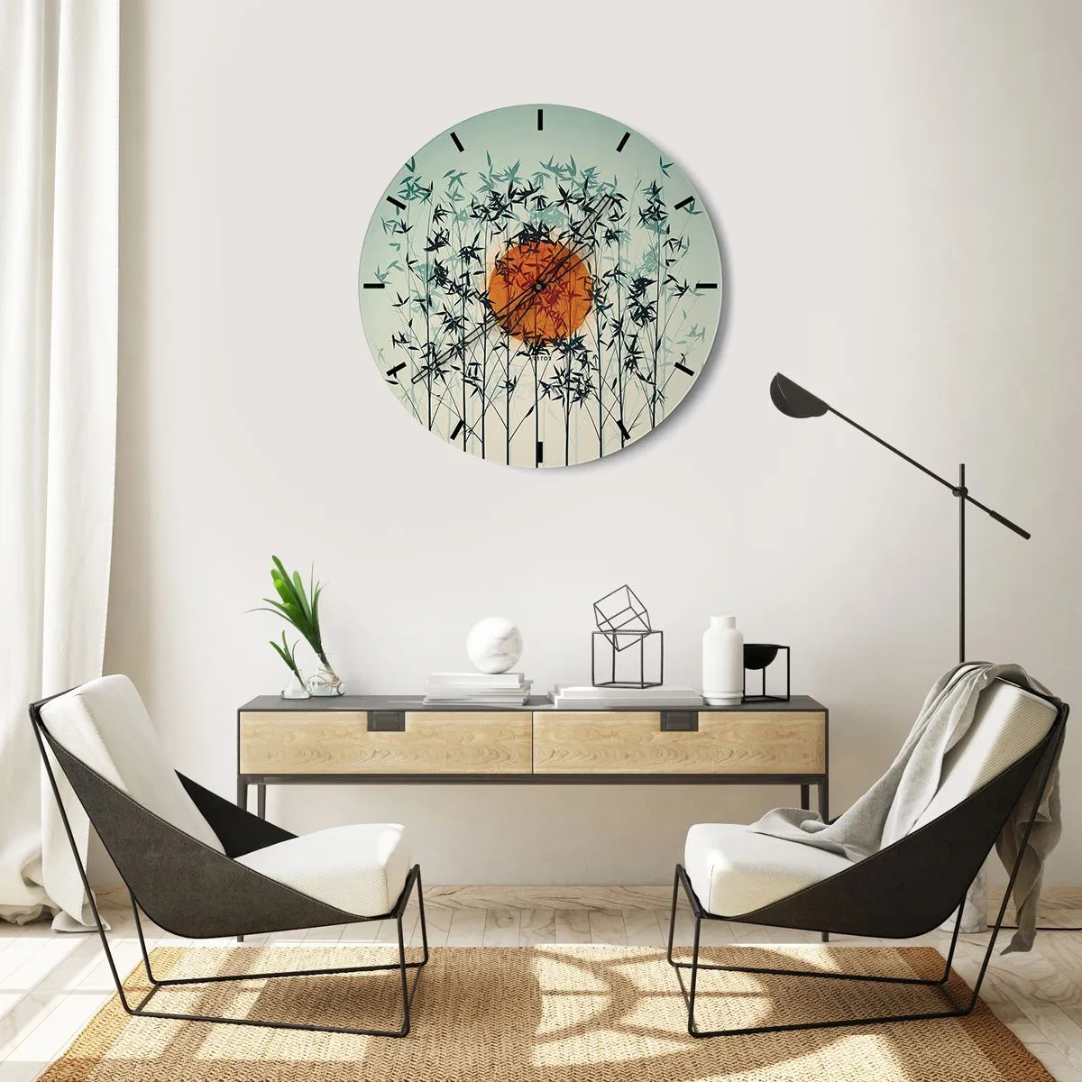 Reloj de pared - Reloj de vidrio - El sol de Japón - 40x40 cm