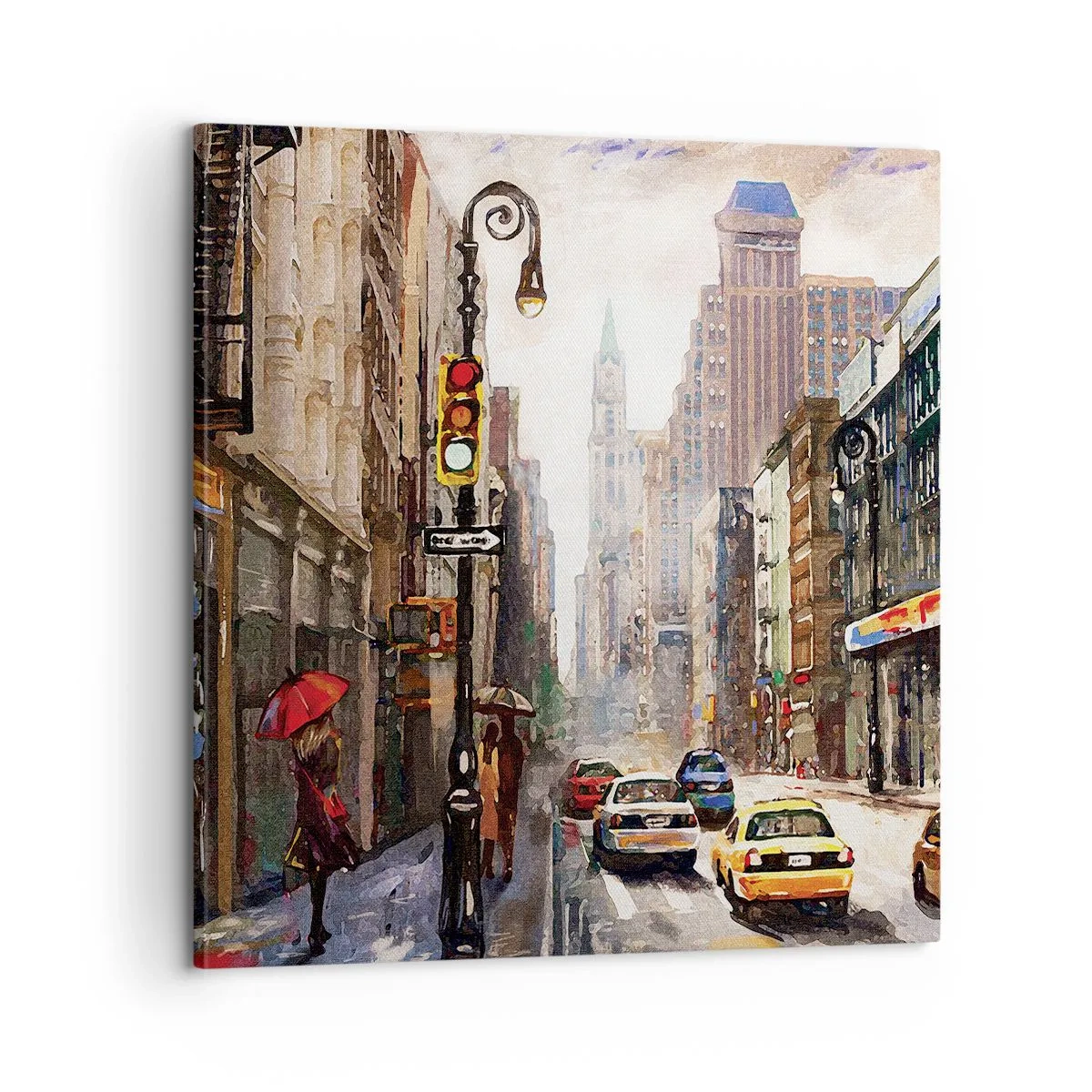 Cuadro sobre lienzo - Impresión de Imagen - Nueva York - también colorida bajo la lluvia - 60x60 cm