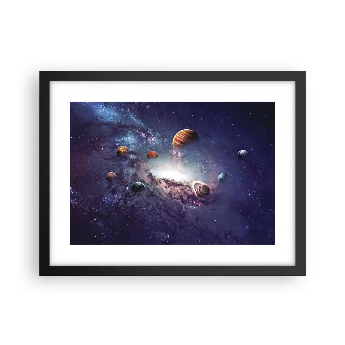 Póster en marco negro - La danza alrededor del Sol - 40x30 cm