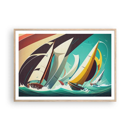 Póster en marco roble claro - Afrontar los elementos - 100x70 cm