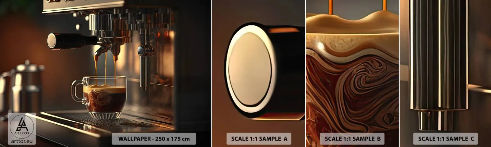 Muestra De Fotomural Standard Eco - Un brebaje sensual - Café, Maquina de cafe, Gastronomía - 100x30 cm