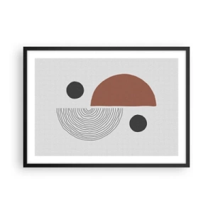 Póster en marco negro - Formas geométricas en tonos marrones y negros. - 70x50cm - La perfección del círculo - Decoración de pared moderna para salón y dormitorio ARTTOR