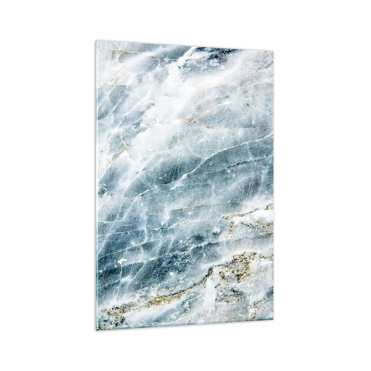 Cuadro sobre vidrio - Impresiones sobre Vidrio - Textura de mármol en tonos azules y blancos. - 70x100cm - El mundo de hielo - Decoración de pared moderna para salón y dormitorio ARTTOR