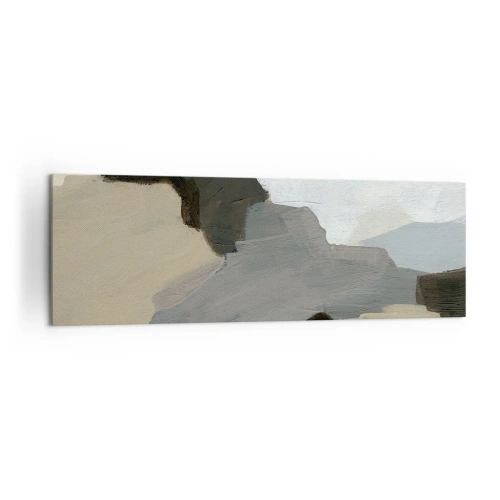 Cuadro sobre lienzo - Impresión de Imagen - Formas abstractas en tonos beige, marrón y gris. - 160x50cm - Abstracción: partes del gris - Decoración de pared moderna para salón y dormitorio ARTTOR