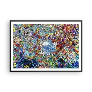 Póster en marco negro - Un patrón abstracto colorido inspirado en la naturaleza. - 100x70cm - Vidriera - Decoración de pared moderna para salón y dormitorio ARTTOR