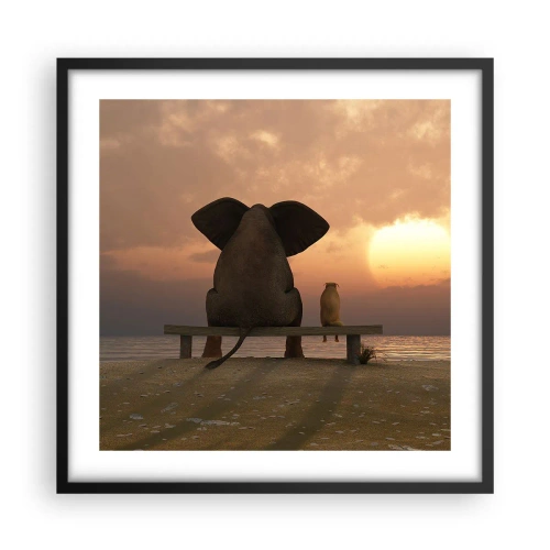 Póster en marco negro - Es bueno estar en silencio juntos - 50x50 cm