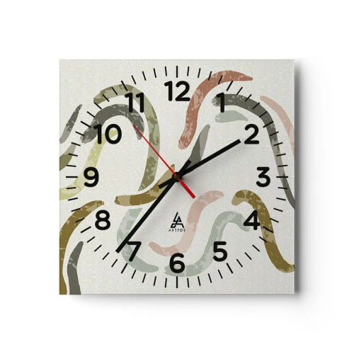 Reloj de pared - Reloj de vidrio - La alegre danza de la abstracción - 40x40 cm