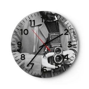 Reloj de pared - Reloj de vidrio - En estilo retro - 30x30 cm