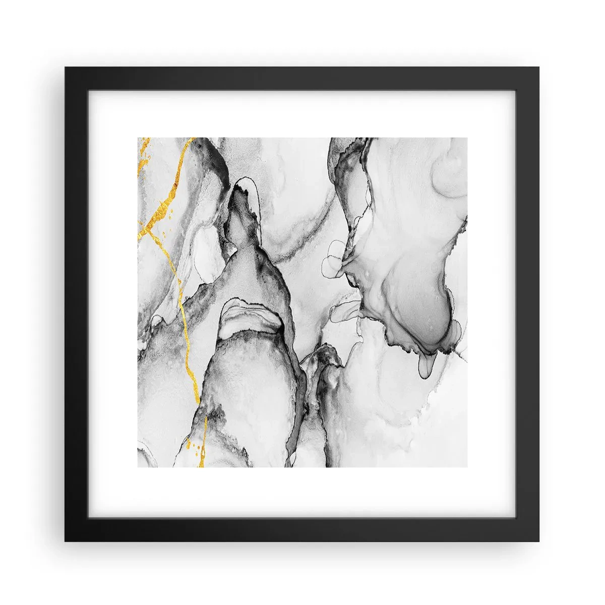 Póster en marco negro - Composición con motivo de oro - 30x30 cm