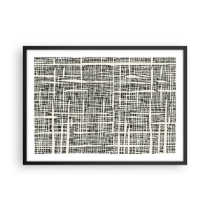 Póster en marco negro - Un patrón geométrico que se asemeja a una cuadrícula sobre un fondo claro. - 70x50cm - Composición del tejido - Decoración de pared moderna para salón y dormitorio ARTTOR