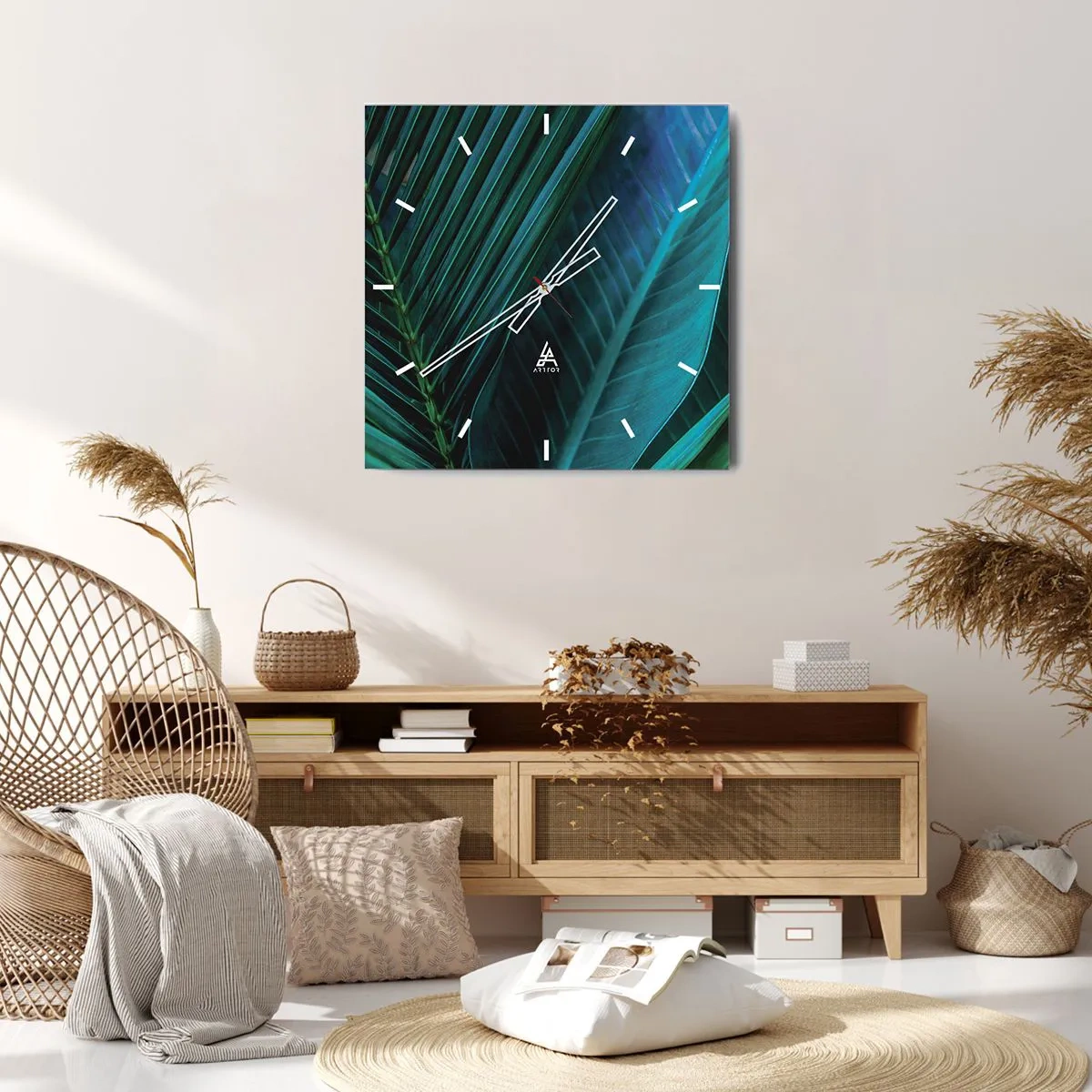 Reloj de pared - Reloj de vidrio - Anatomía del verde - 30x30 cm