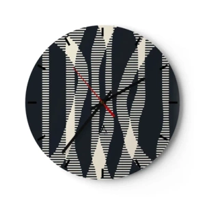 Reloj de pared - Reloj de vidrio - Patrón de rayas negras y beige con efecto óptico. - 30x30cm - Un intento de romper la oscuridad - Decoración de pared moderna para salón, cocina y dormitorio ARTTOR