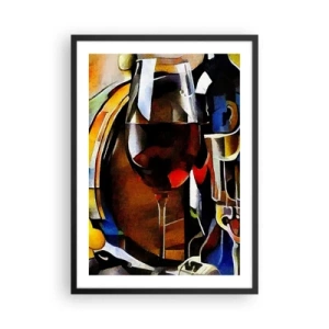 Póster en marco negro - Una copa de vino tinto representada artísticamente - 50x70cm - Y el mundo se vuelve más colorido - Decoración de pared moderna para salón y dormitorio ARTTOR