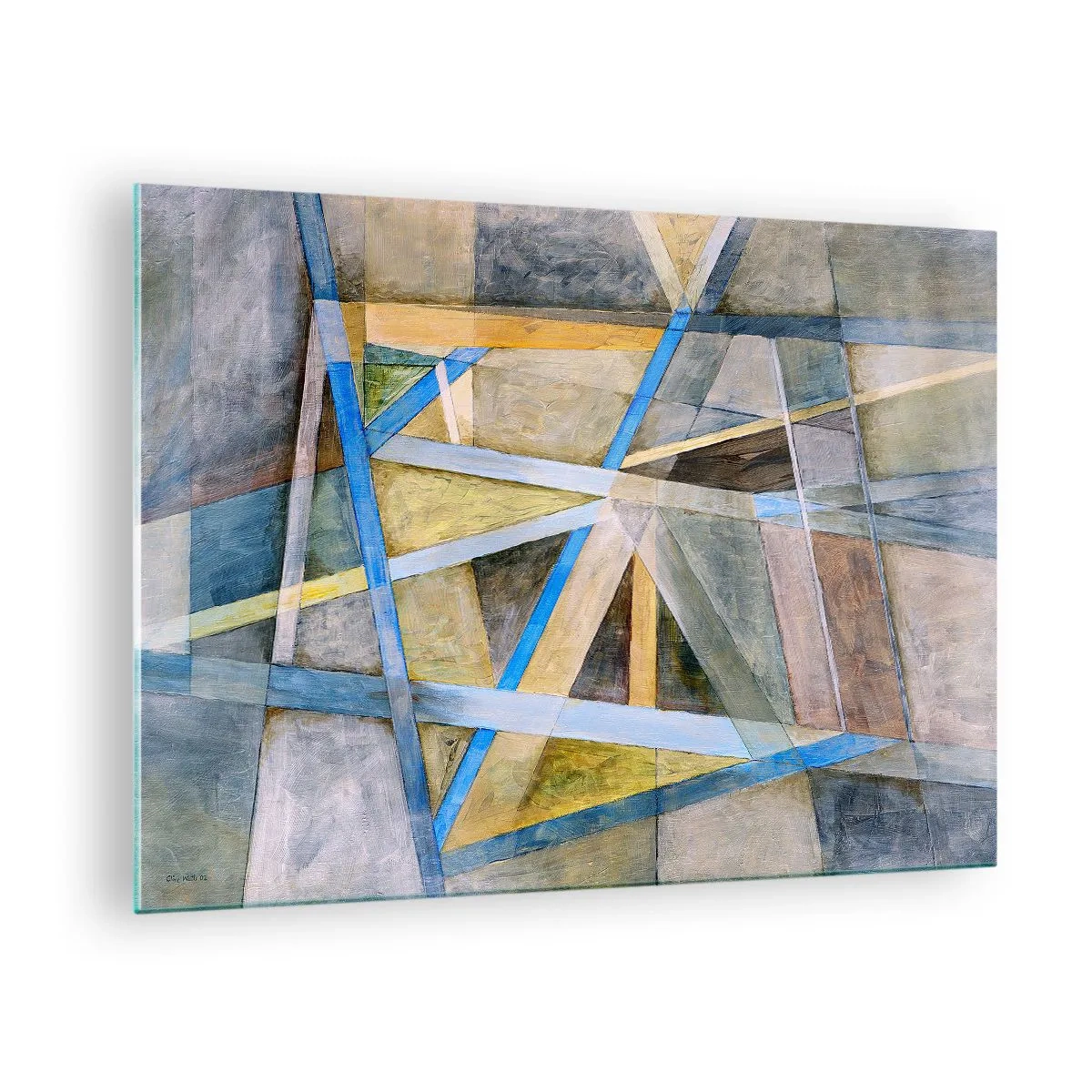 Cuadro sobre vidrio - Impresiones sobre Vidrio - Composición abstracta con formas geométricas - 70x50cm - ¿Recto o inclinado? - Decoración de pared moderna para salón y dormitorio ARTTOR