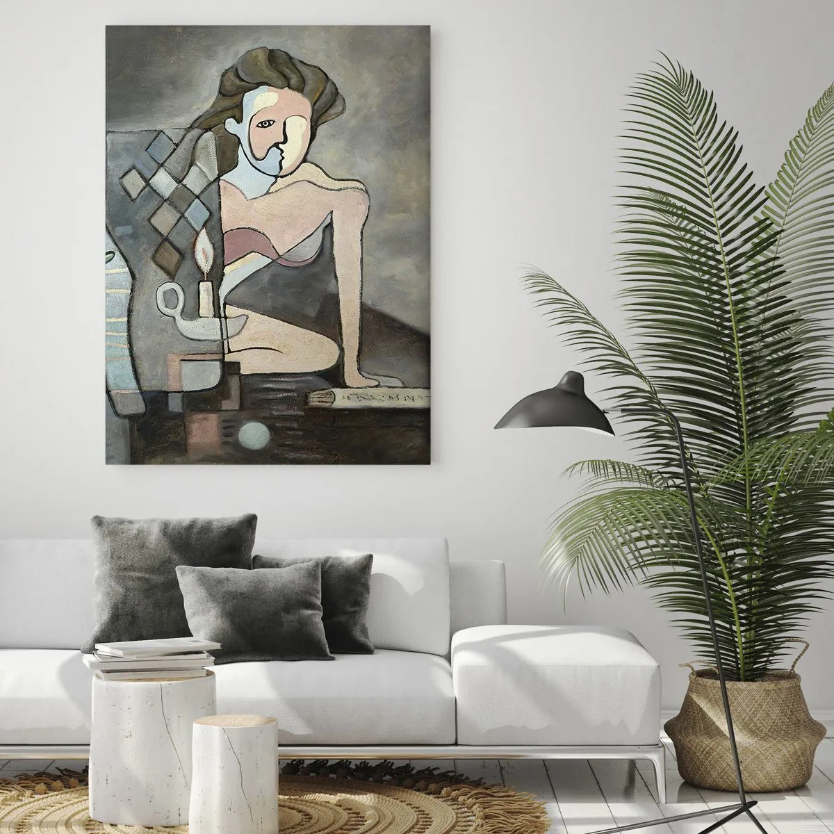 Cuadro sobre vidrio - Impresiones sobre Vidrio - Figuras abstractas en una composición simbólica con profundo significado. - 70x100cm - Un mosaico de espíritu y materia - Decoración de pared moderna para salón y dormitorio ARTTOR