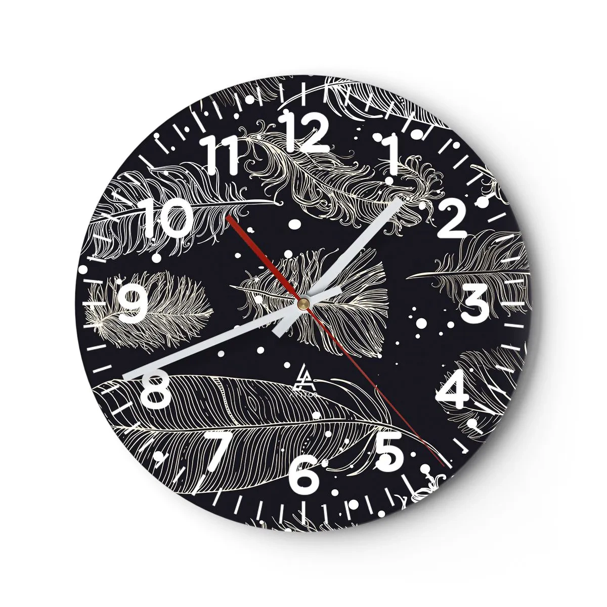 Reloj de pared - Reloj de vidrio - Encaje de plumas - 40x40 cm