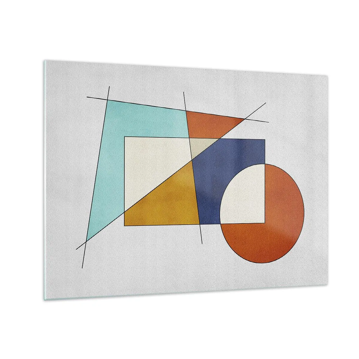 Cuadro sobre vidrio - Impresiones sobre Vidrio - Formas geométricas coloridas sobre un fondo claro en estilo modernista. - 70x50cm - Abstracción: diversión modernista - Decoración de pared moderna para salón y dormitorio ARTTOR