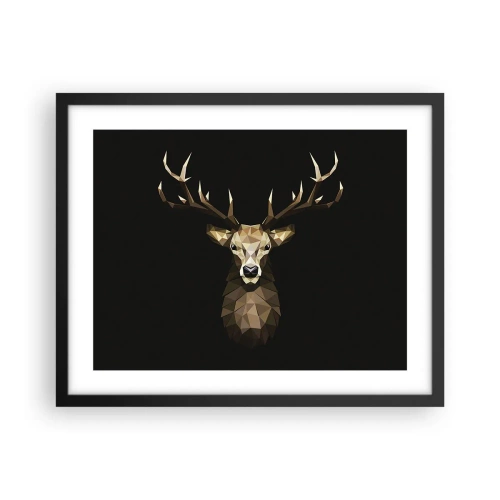 Póster en marco negro - Ciervo cubista - 50x40 cm