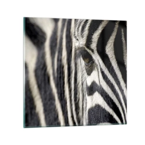 Cuadro sobre vidrio - Impresiones sobre Vidrio - Retrato a rayas - 40x40 cm