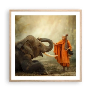 Póster en marco roble claro - Un encuentro en un viaje - 60x60 cm