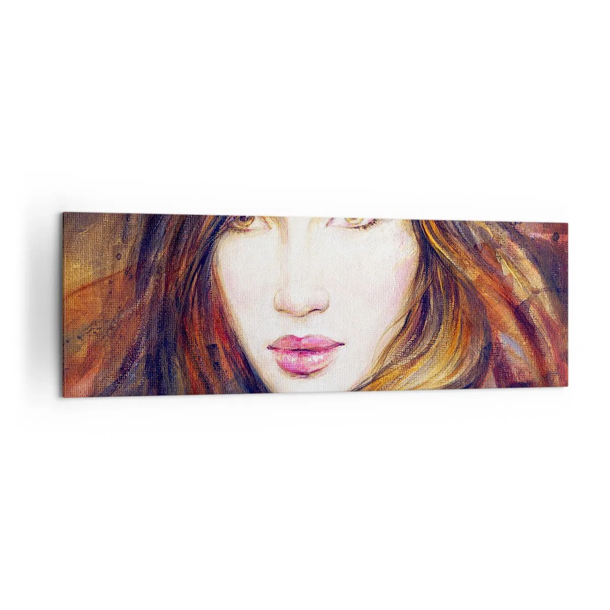 Cuadro sobre lienzo - Impresión de Imagen - Retrato de una mujer en estilo pictórico. - 160x50cm - Veo tus pensamientos - Decoración de pared moderna para salón y dormitorio ARTTOR
